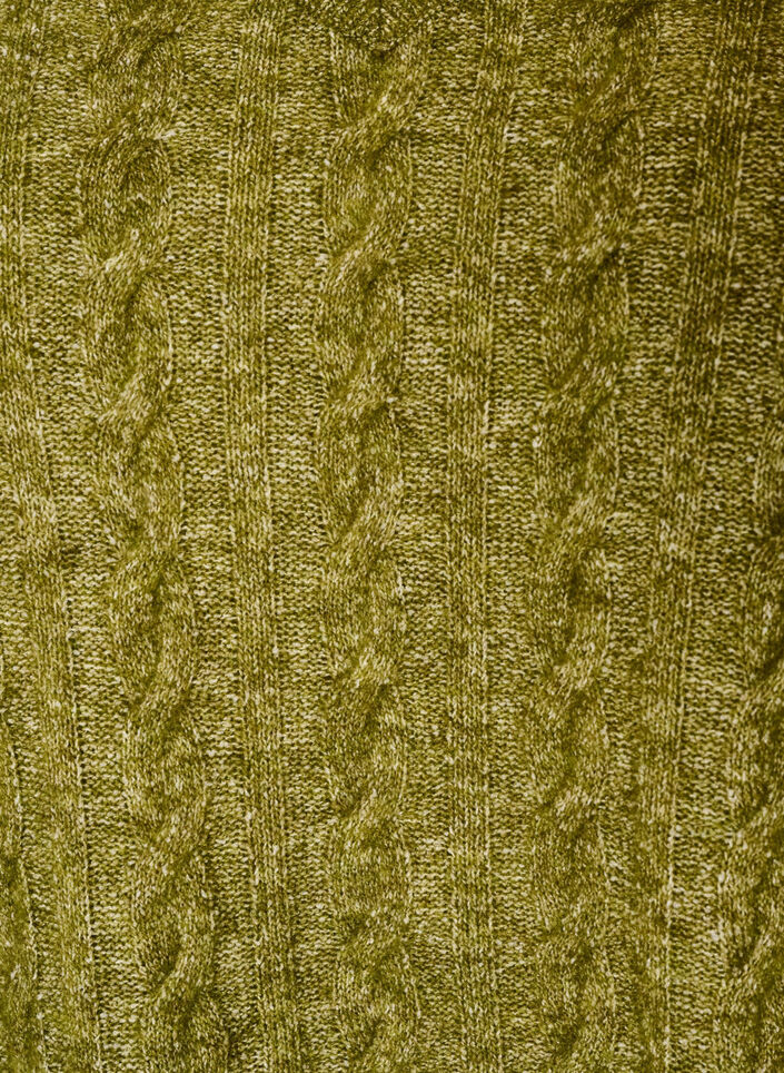 Bluse aus Strick mit Zopfmuster und V-Ausschnitt, Gr&uuml;n, Packshot image number 2