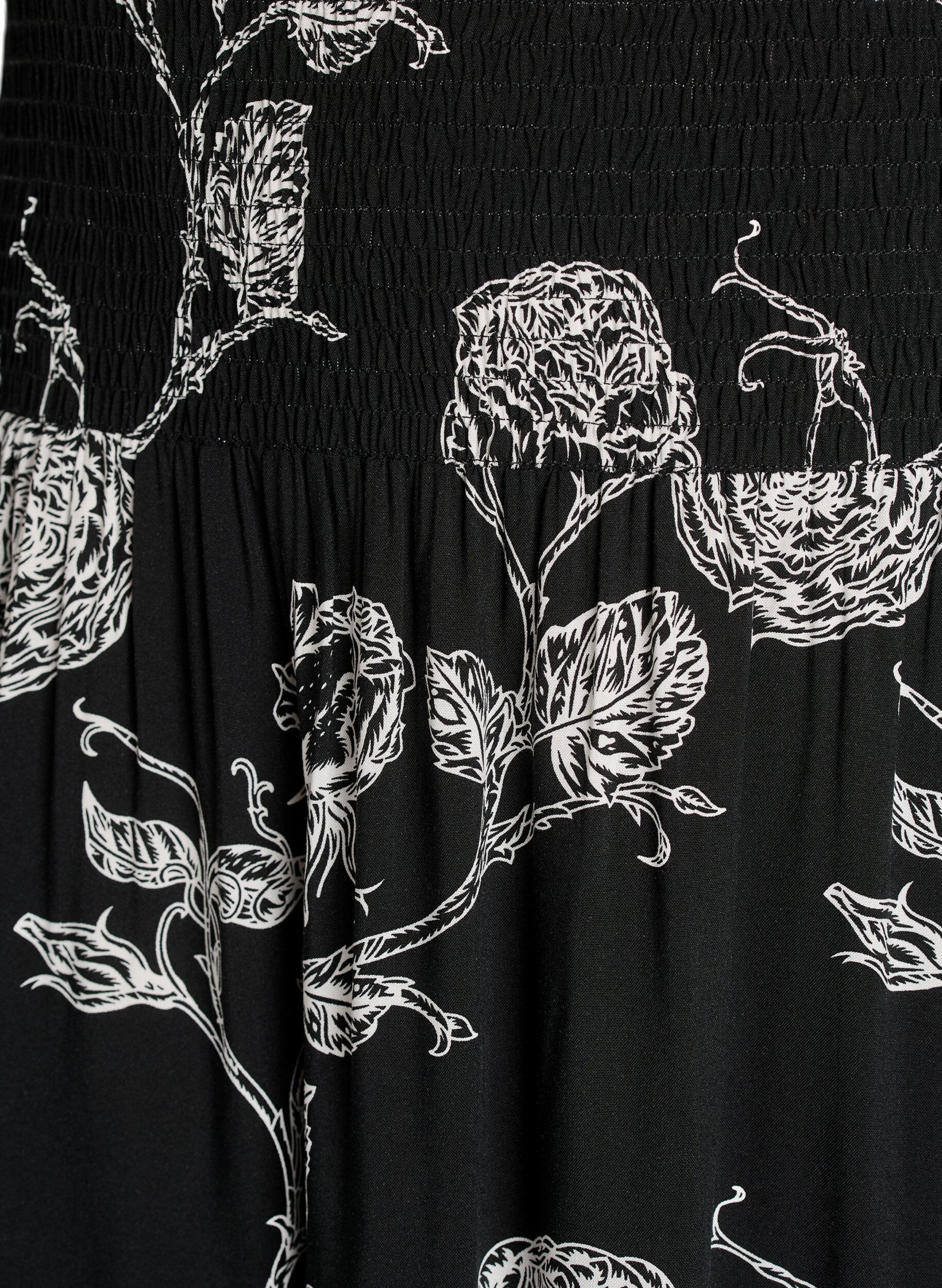 Zizzi Maxirock aus Viskose mit Smock, Schwarz, Packshot image number 2