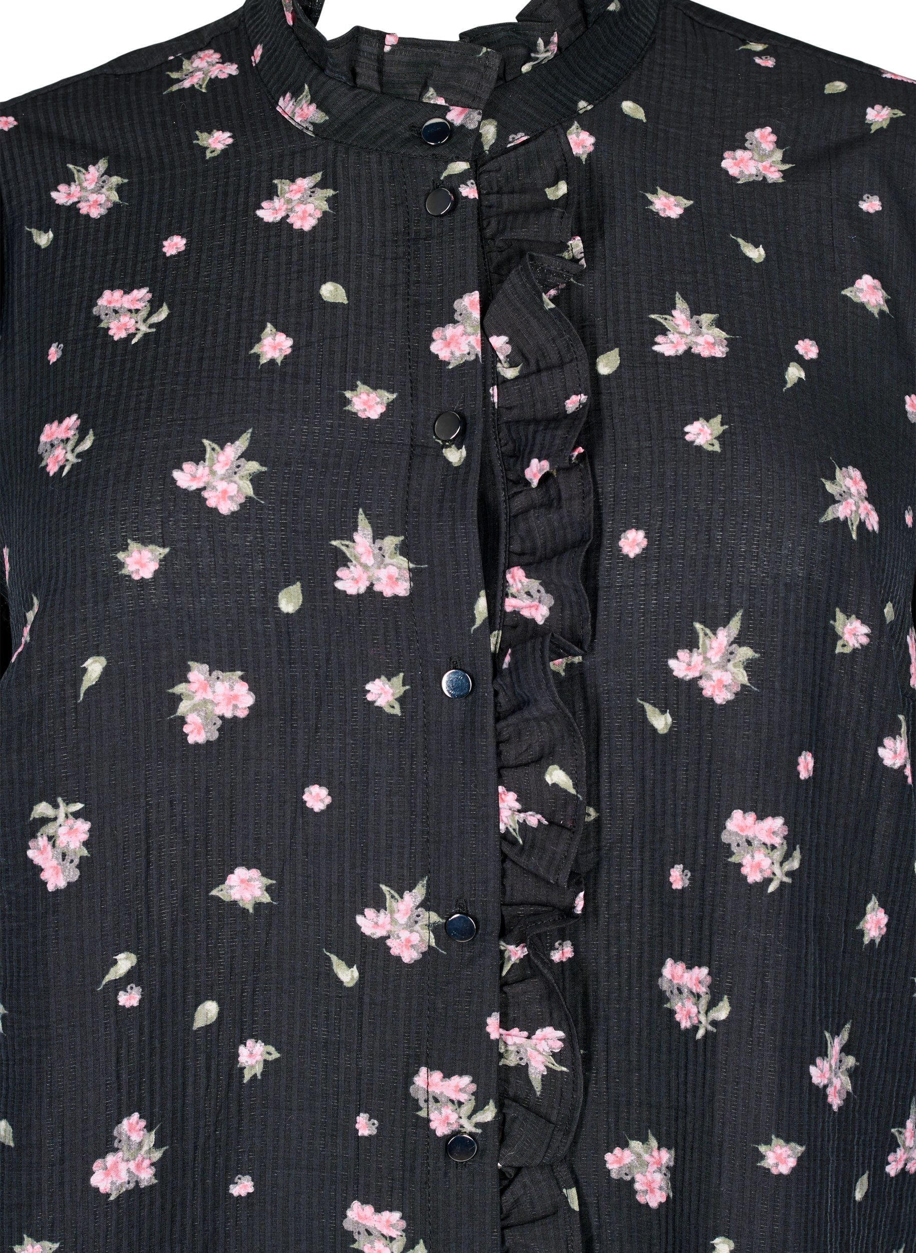 Zizzi Gebl&uuml;mte Tunika aus Lyocell, Schwarz, Packshot image number 2