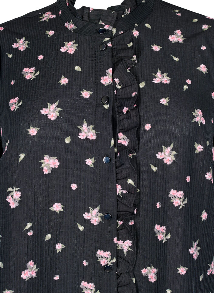 Geblümte Tunika aus Lyocell, Schwarz, Packshot image number 2