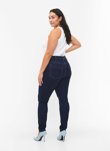 Amy Jeans mit hoher Taille und extra schlanker Passform, Dark blue, Model image number 1