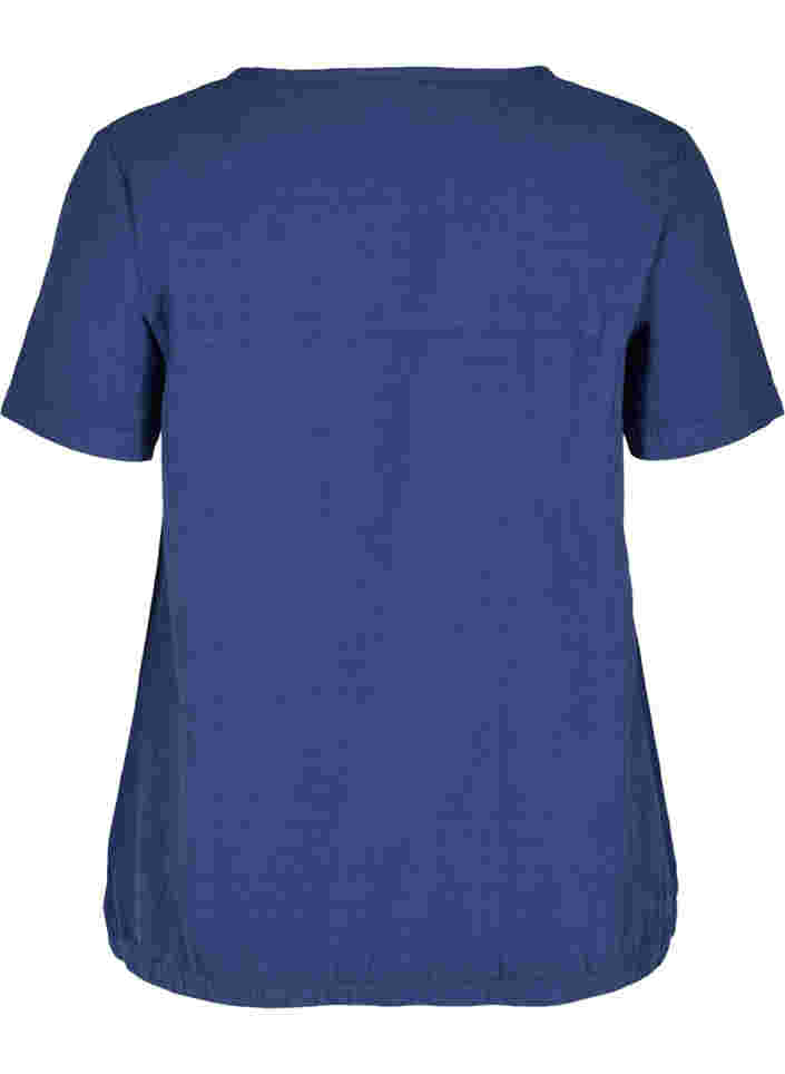 Kurzarm Bluse aus Baumwolle mit V-Ausschnitt, Twilight Blue, Packshot image number 1