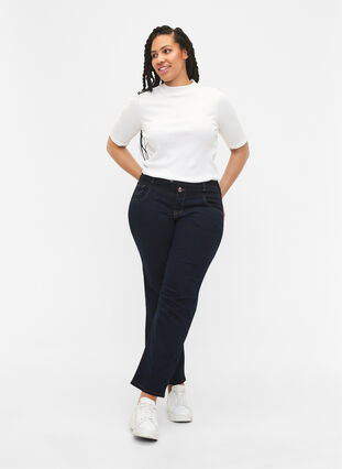 Regular Fit Gemma Jeans mit hoher Taille, Blue denim, Model image number 0
