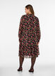 Kleid mit Allover-Muster und einer Volantlage, Schwarz, Model image number 1