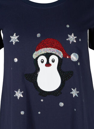 Weihnachts-T-Shirt aus Baumwolle, Night Sky Pingvin, Packshot image number 2
