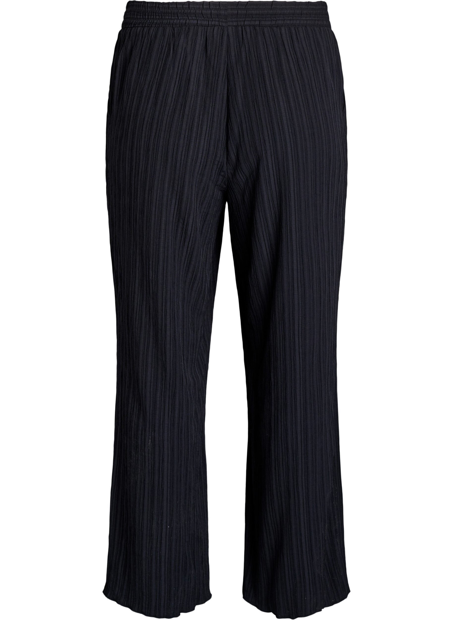 Zizzi FLASH - Hoch taillierte Hose mit weitem Bein, Schwarz, Packshot image number 1