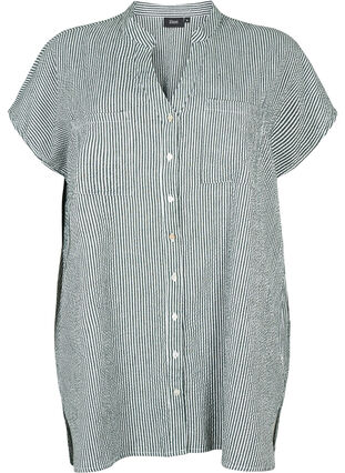 Kurzärmeliges Baumwollhemd mit Streifen, Scarab Stripe, Packshot image number 0