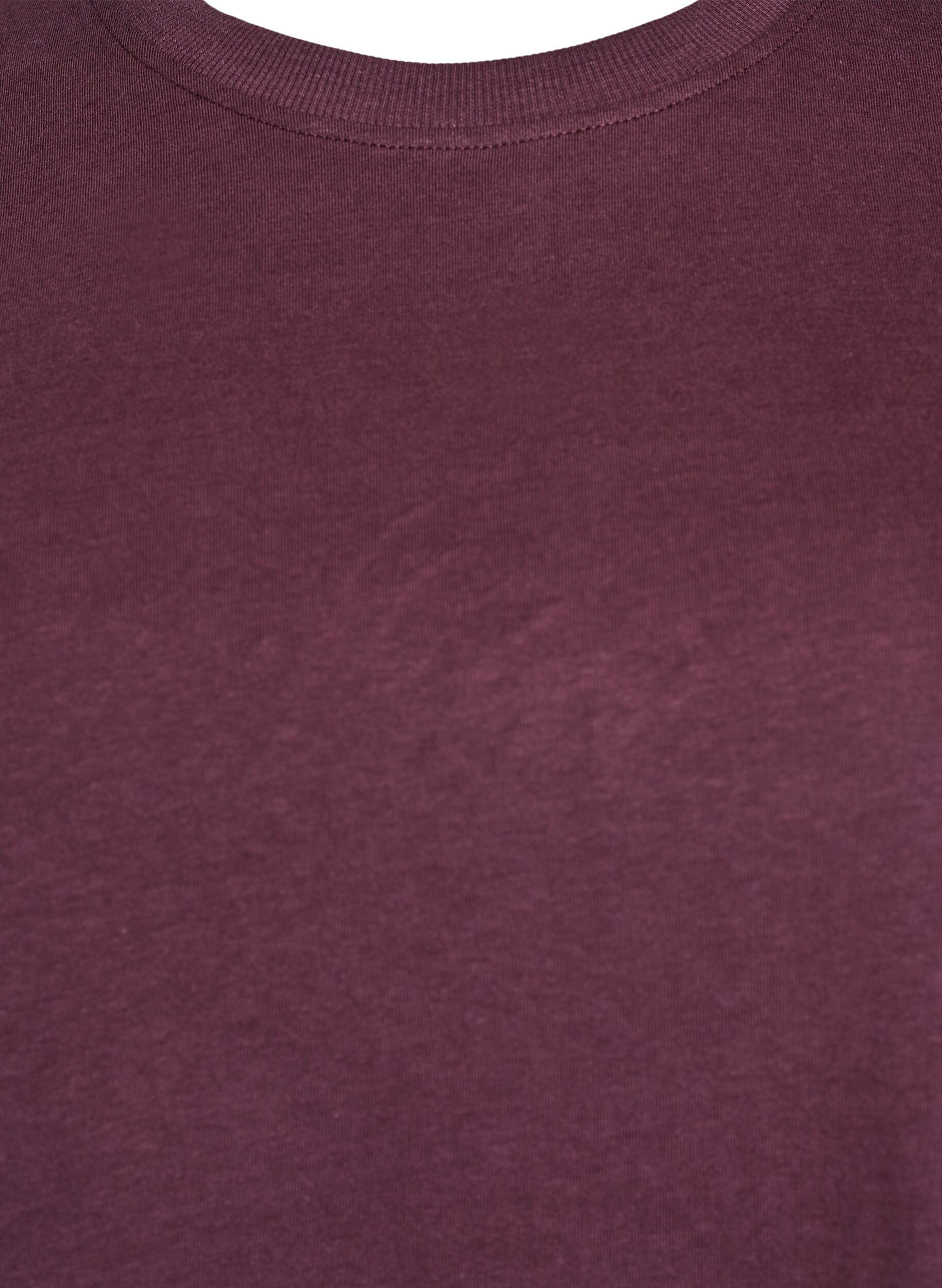 Zizzi Basic-T-Shirt aus Baumwolle mit Rundhalsausschnitt, Dunkles Bordeaux, Packshot image number 2