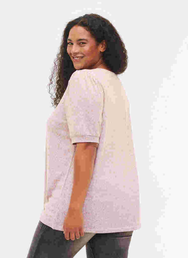 Bluse mit kurzen Puffärmeln, Dusty Rose Mel., Model image number 1