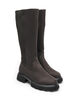 Hoher Stiefel aus Wildlederimitat mit gerippten Eins&auml;tzen, Braun, Packshot image number 1