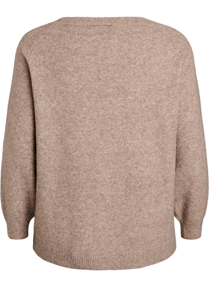 Bluse aus Strick mit Strasssteinen und Nieten, Beige, Packshot image number 1