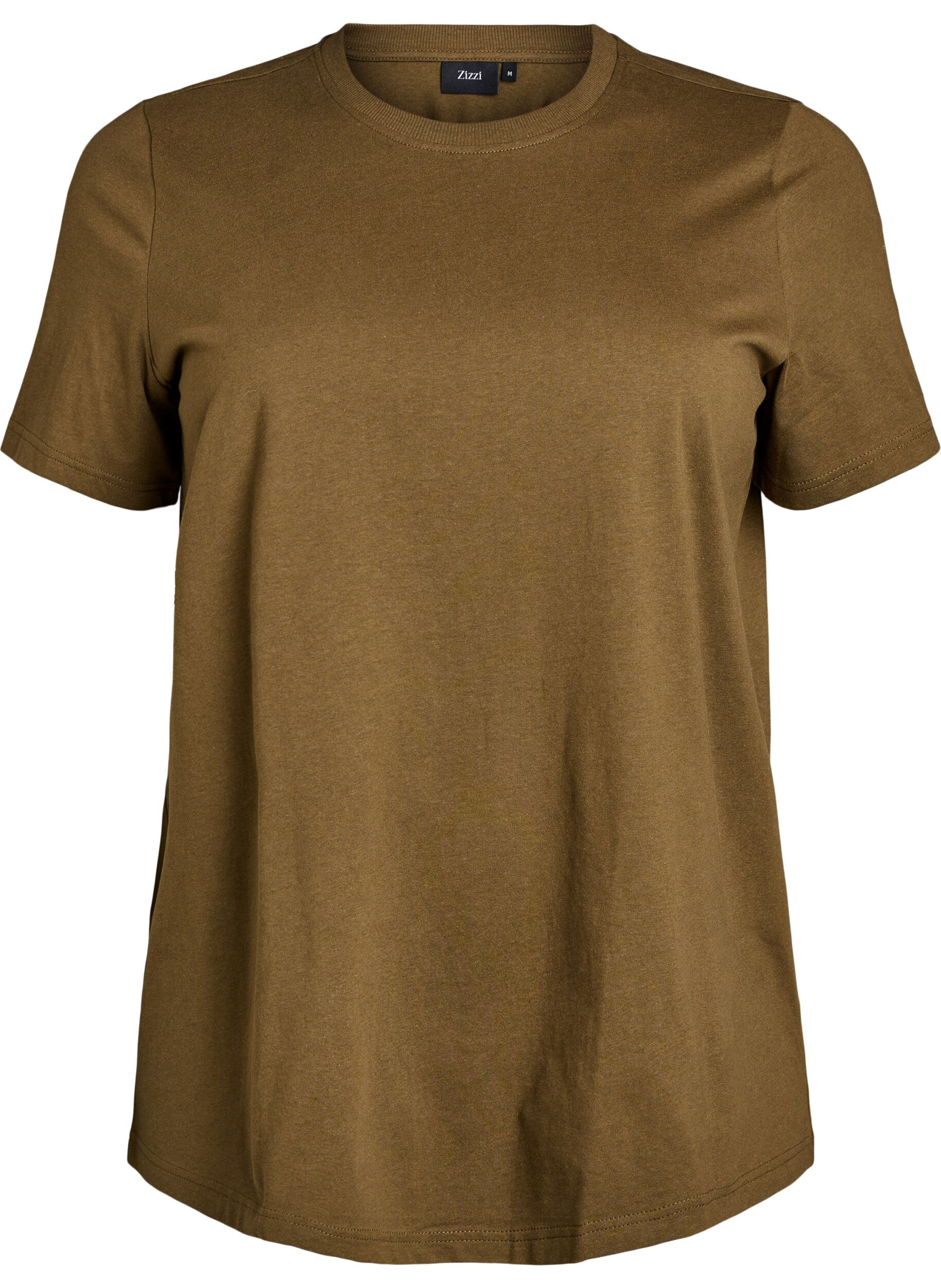 Zizzi Basic-T-Shirt aus Baumwolle mit Rundhalsausschnitt, Gr&uuml;n, Packshot image number 0