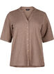 Bluse mit Struktur und V-Ausschnitt, Walnut, Packshot image number 0