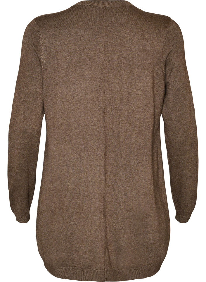Lange Strickjacke aus einer Viskosemischung, Braun, Packshot image number 1