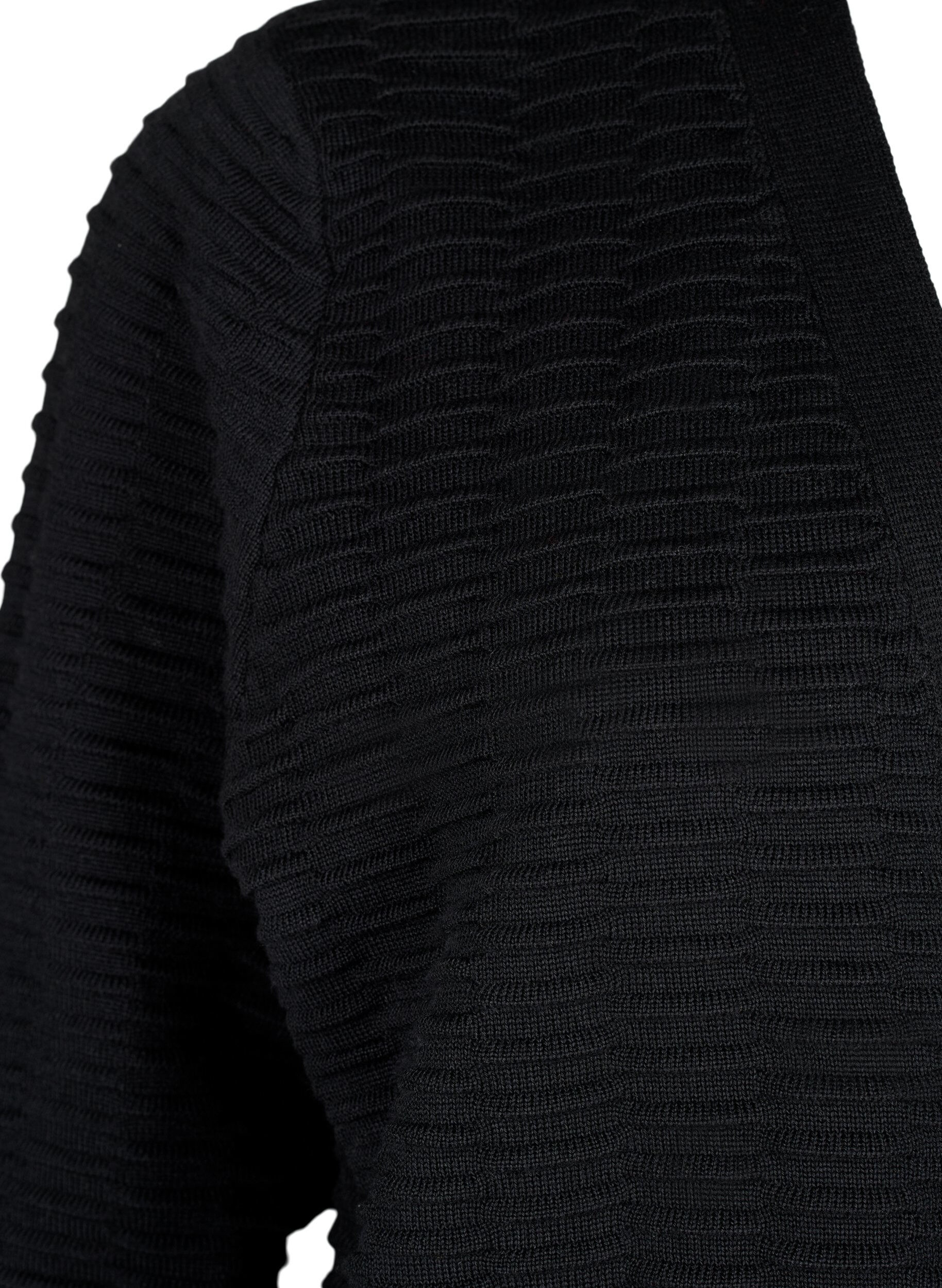 Zizzi Strickjacke aus Baumwoll-Viskose-Mix, Black, Packshot image number 2