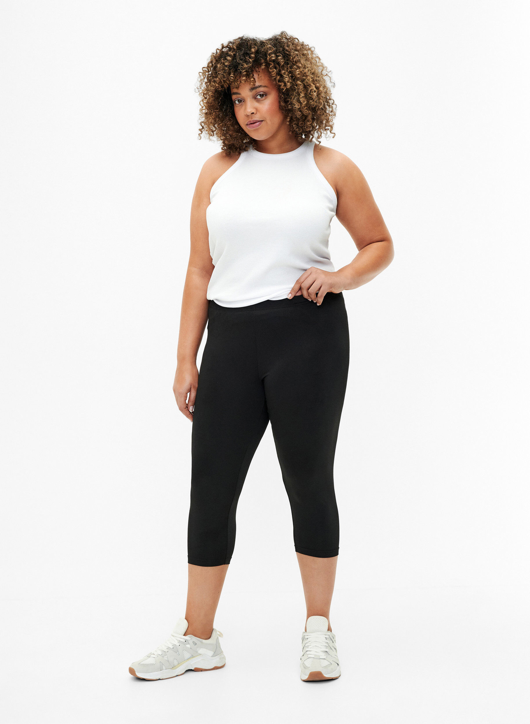 Zizzi 2-pack Leggings mit 3/4-L&auml;nge, Schwarz, Model image number 1