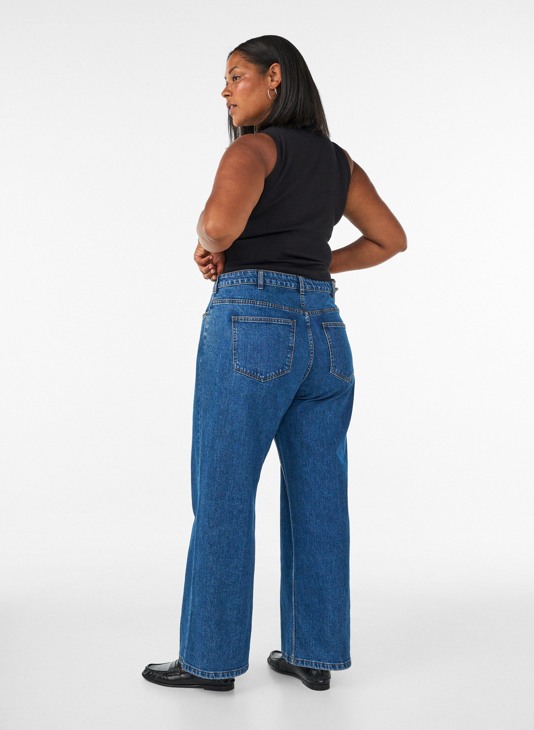 ZizziJeans mit weitem Bein und hohem Bund, Blau, Model image number 1