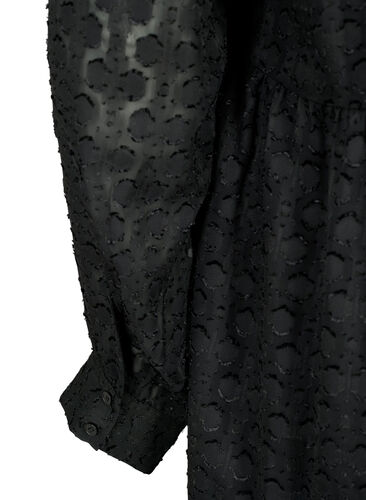 Jacquard-Kleid mit Rüschenkragen, Black, Packshot image number 3