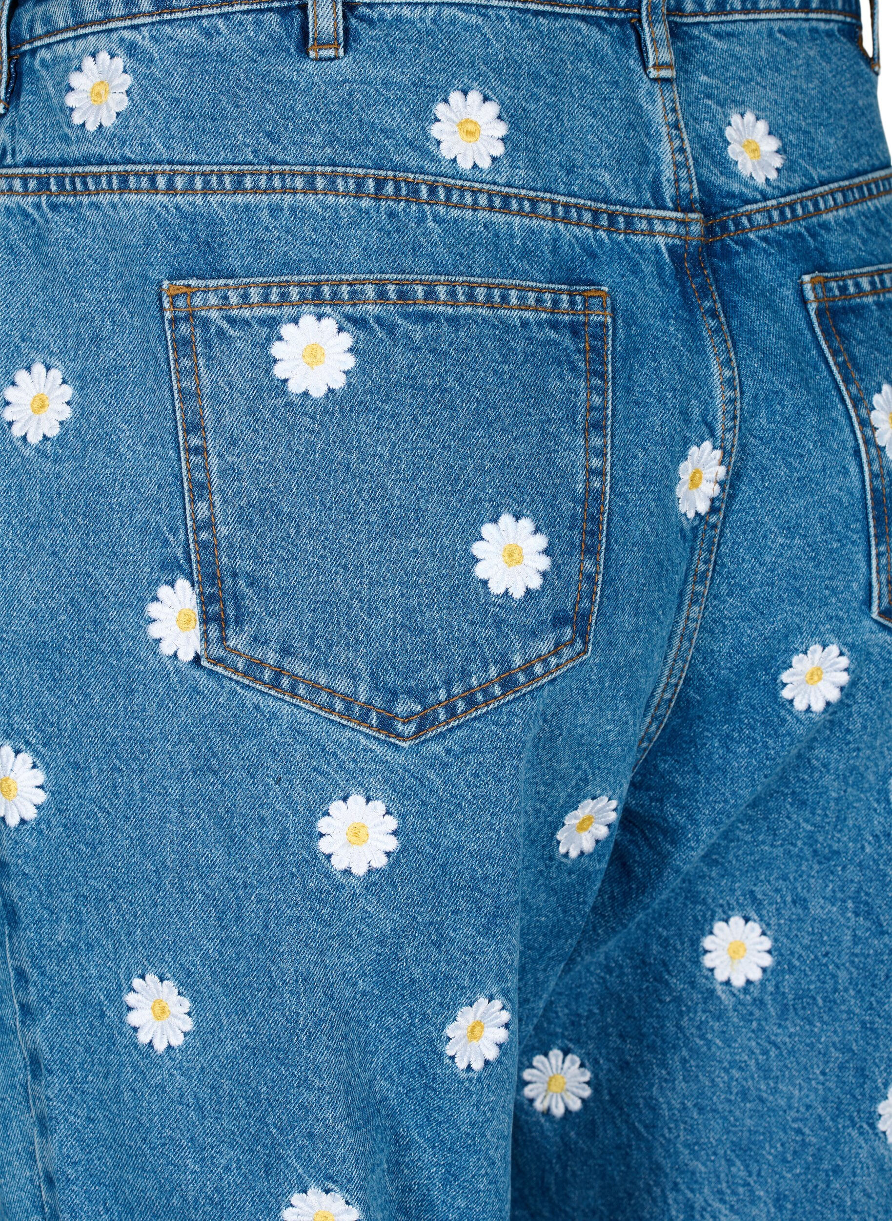 Zizzi  Gemma Jeans mit hoher Taille und G&auml;nsebl&uuml;mchen, Blau, Packshot image number 3