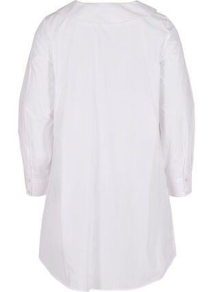 Lange Hemdbluse aus Baumwolle mit großem Kragen, Bright White, Packshot image number 1