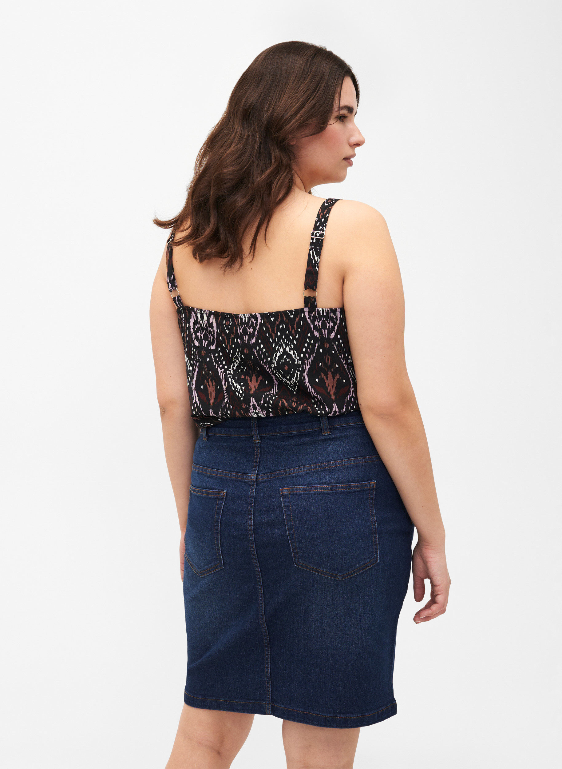 Zizzi FLASH - Eng anliegender Jeansrock, Blau, Model image number 1