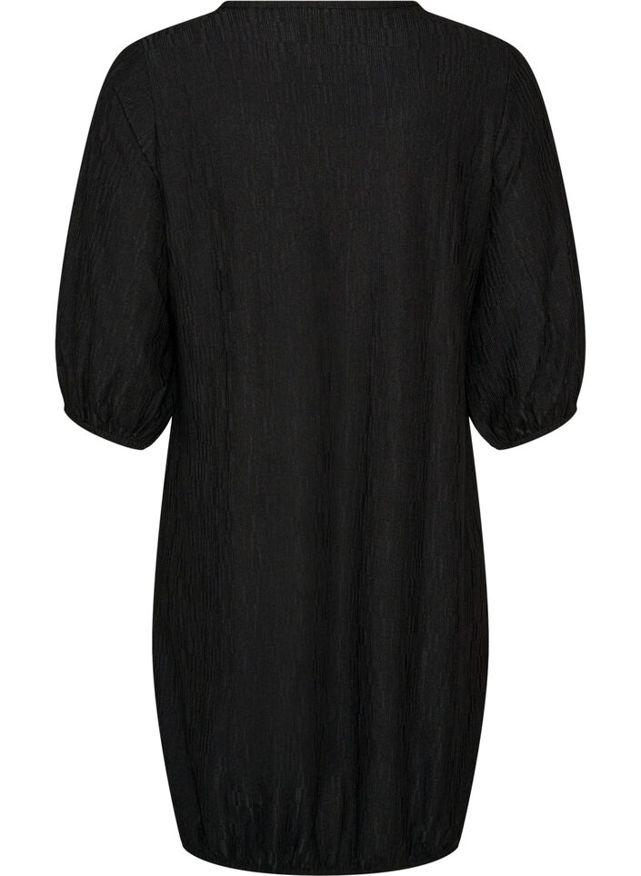 Kleid in Ballonform mit Struktur, Schwarz, Packshot image number 1