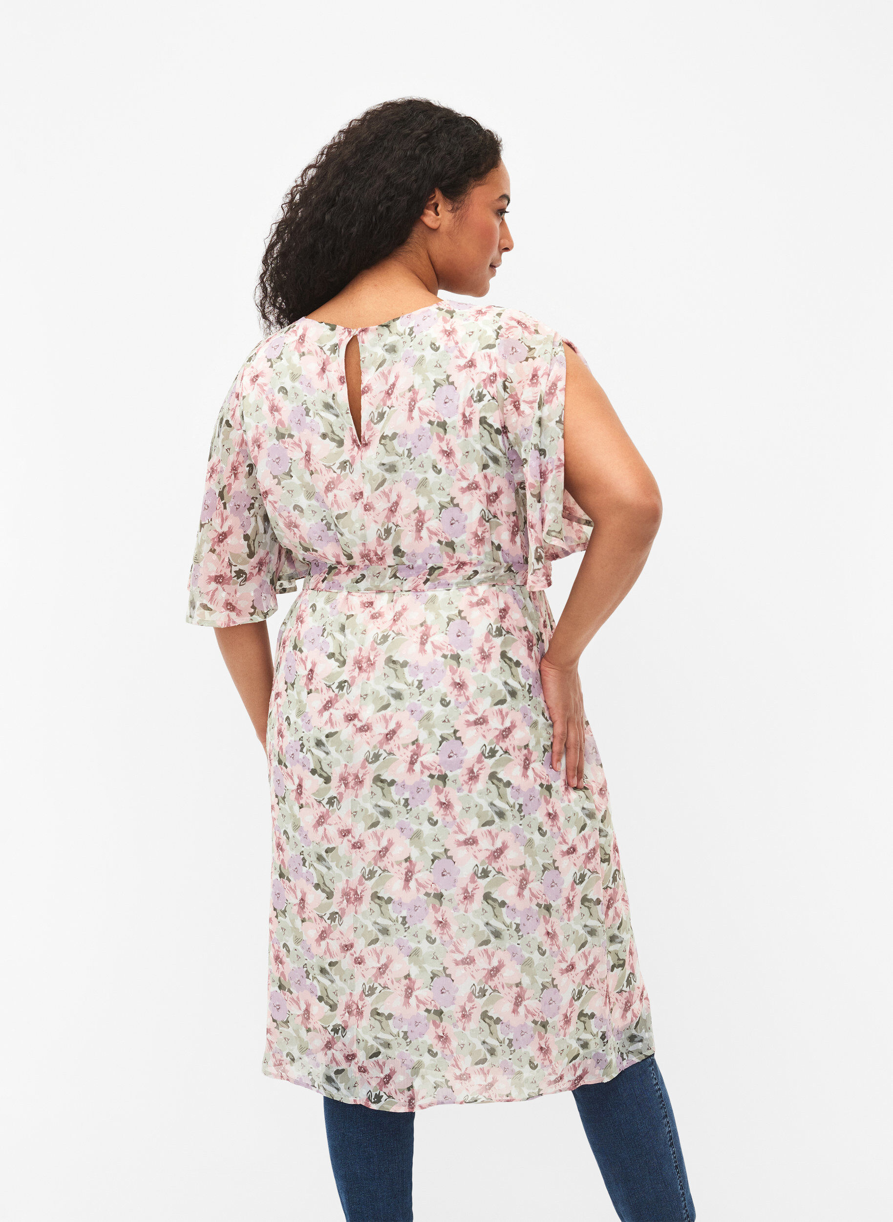 ZizziGebl&uuml;mtes Kleid mit Bindeband, Flower AOP, Model image number 1