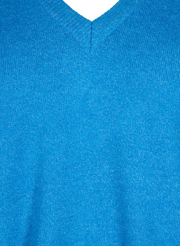 Melange Pullover mit V-Ausschnitt, F.Blue w. White Mel., Packshot image number 2