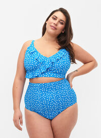 Extra hoch taillierte Bikini-Hose mit Blumenprint, Blue Flower Print, Model