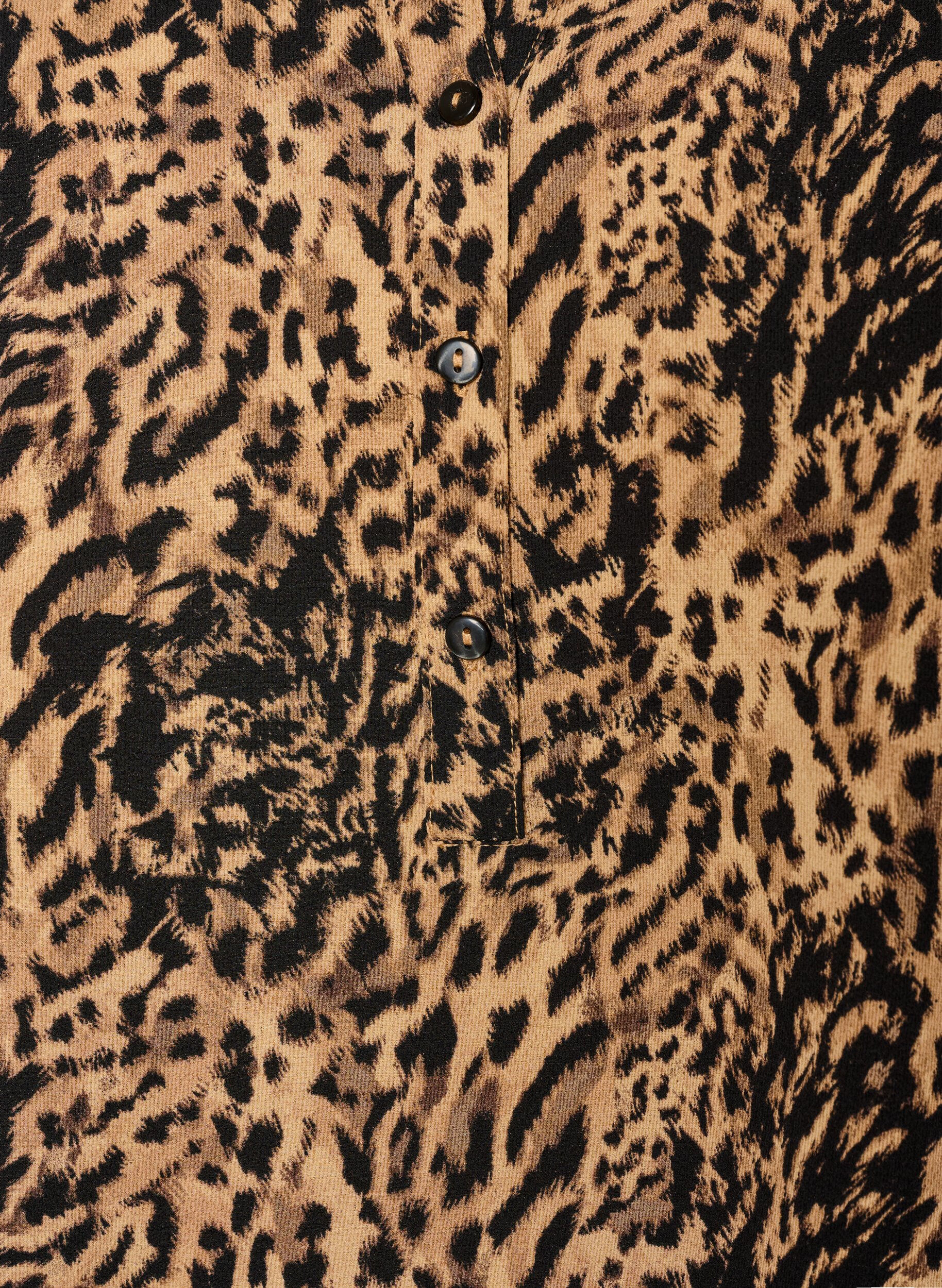 Zizzi Bluse mit kurzen &Auml;rmeln und V-Ausschnitt, Braun, Packshot image number 2