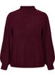 Pullover aus Rippstrick mit Puff&auml;rmeln und Kn&ouml;pfen, Dunkles Bordeaux, Packshot image number 0