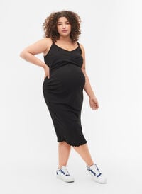 Schwangerschaftskleid aus Ripp, Black, Model