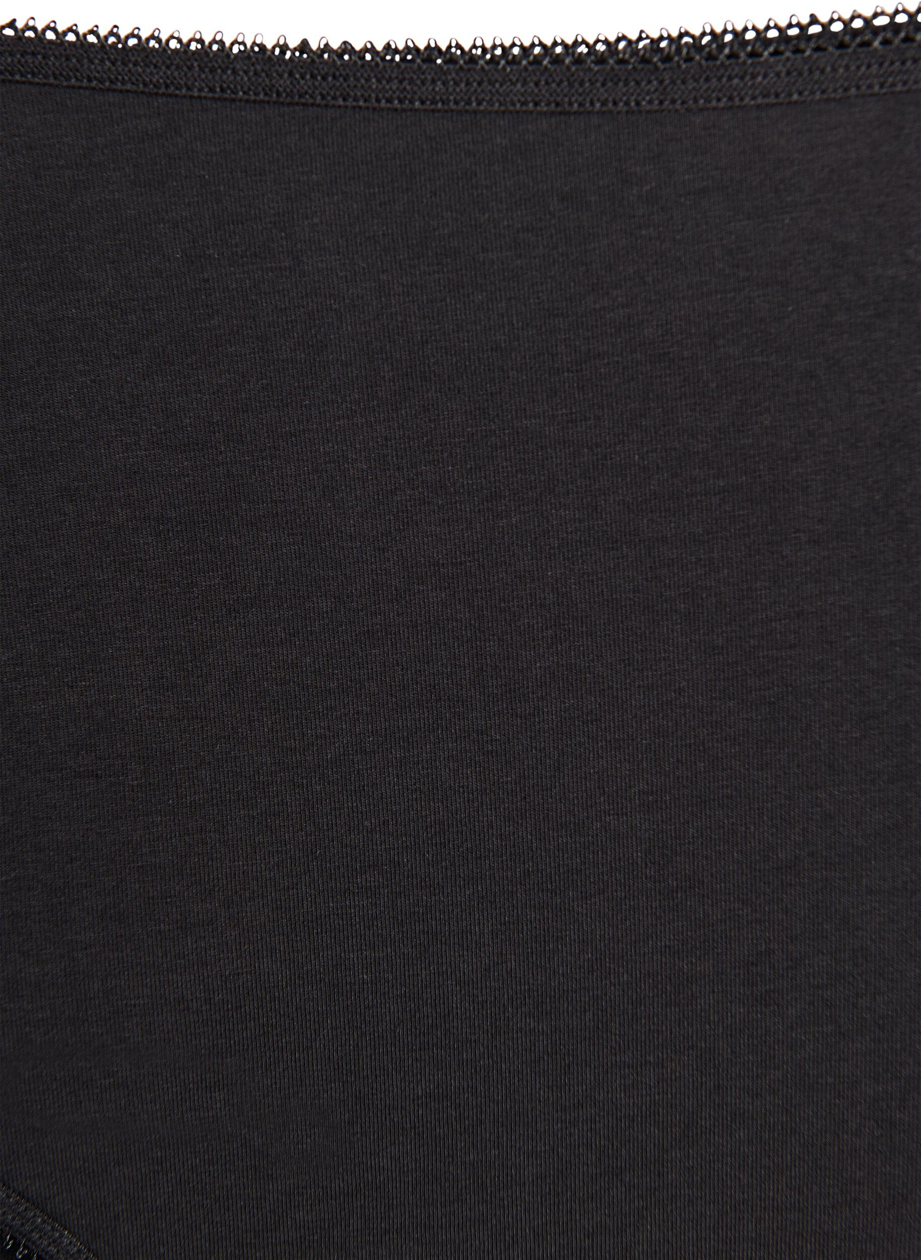 Zizzi 3er-Pack Baumwollslips mit regul&auml;rer Taillenh&ouml;he, Schwarz, Packshot image number 3