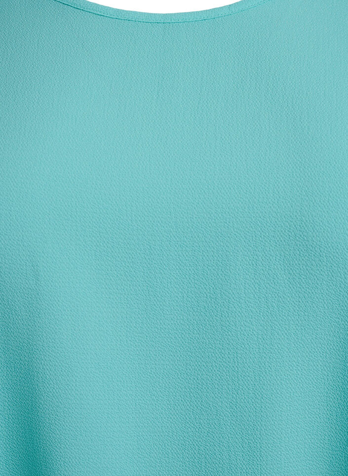 Bluse mit kurzen &Auml;rmeln und Rundhalsausschnitt, Blau, Packshot image number 2