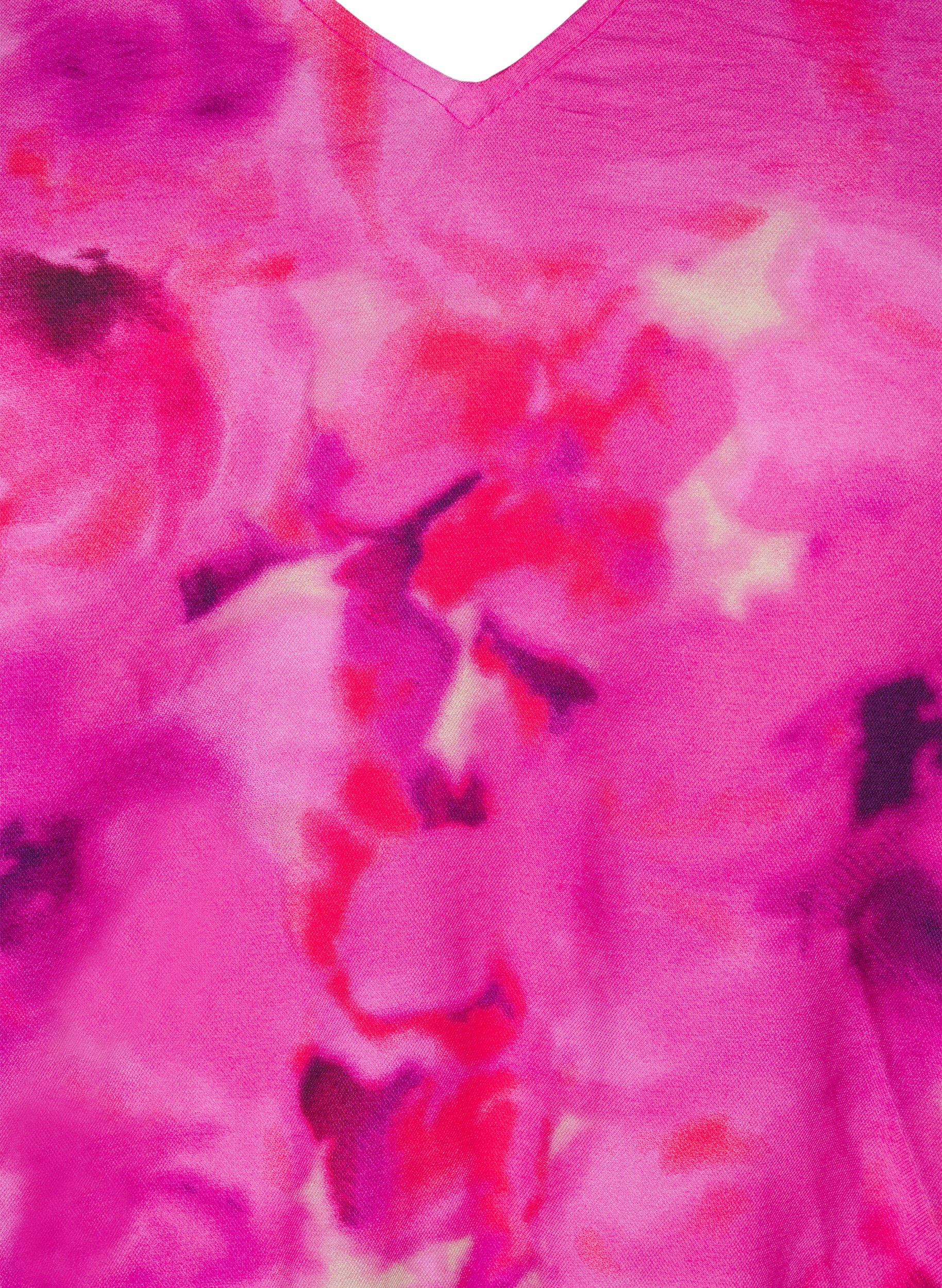 Zizzi Gebl&uuml;mter Jumpsuit mit Fledermaus&auml;rmeln, Pink Rose AOP, Packshot image number 2