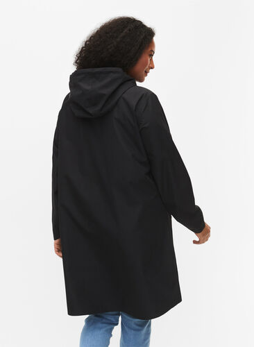 Regenmantel mit Taschen und Kapuze, Black, Model image number 1