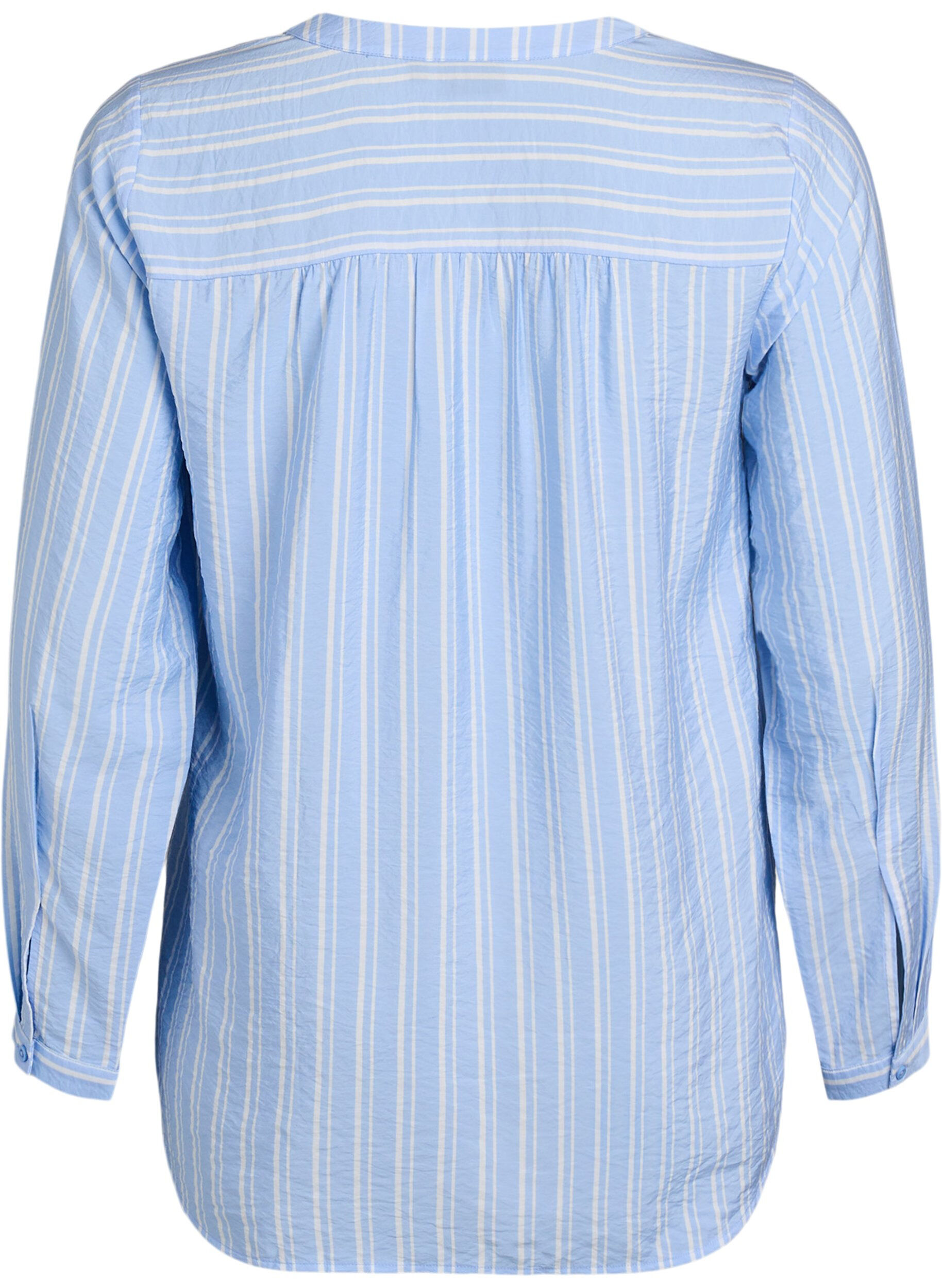 Zizzi FLASH - Gestreiftes Bluse mit V-Ausschnitt, Blau, Packshot image number 1