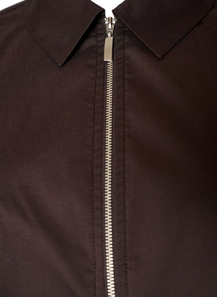 Kurzes Shirt mit Zwei-Wege-Rei&szlig;verschluss, Braun, Packshot