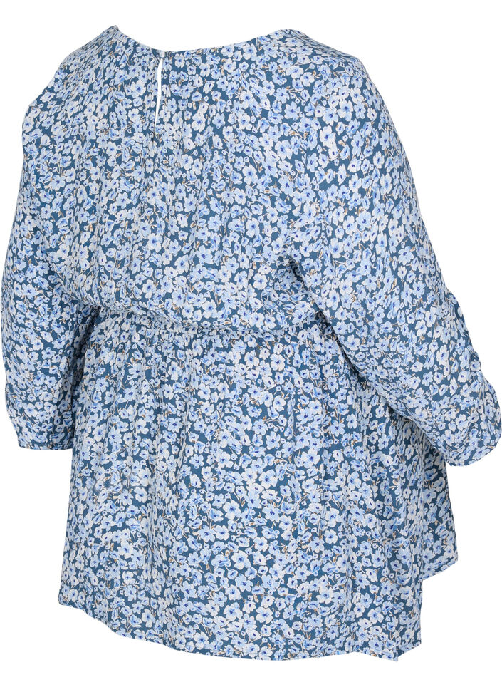 Schwangerschaftsbluse aus Viskose mit Blumenprint, Blue Flower AOP, Packshot image number 1