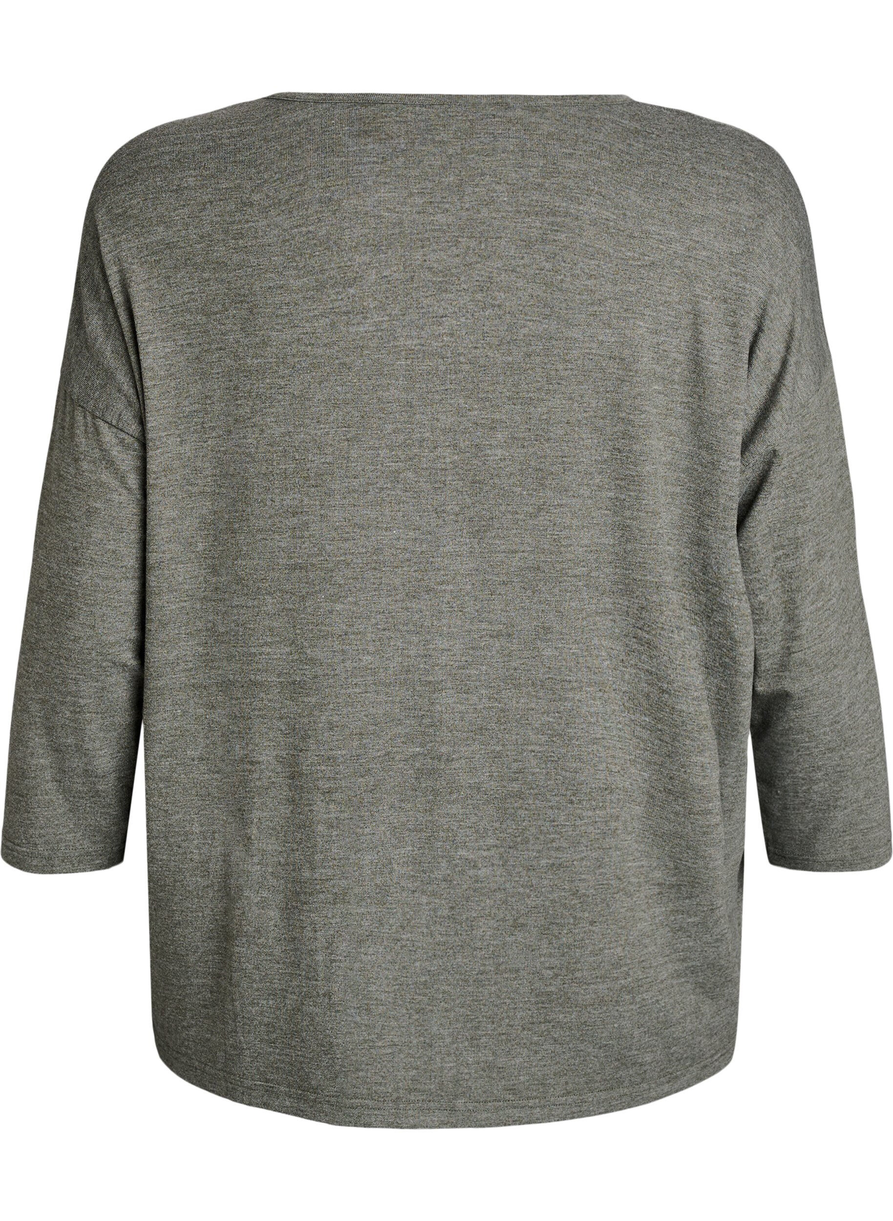 ZizziBluse aus Jersey mit 3/4-&Auml;rmeln, Gr&uuml;n, Packshot image number 1