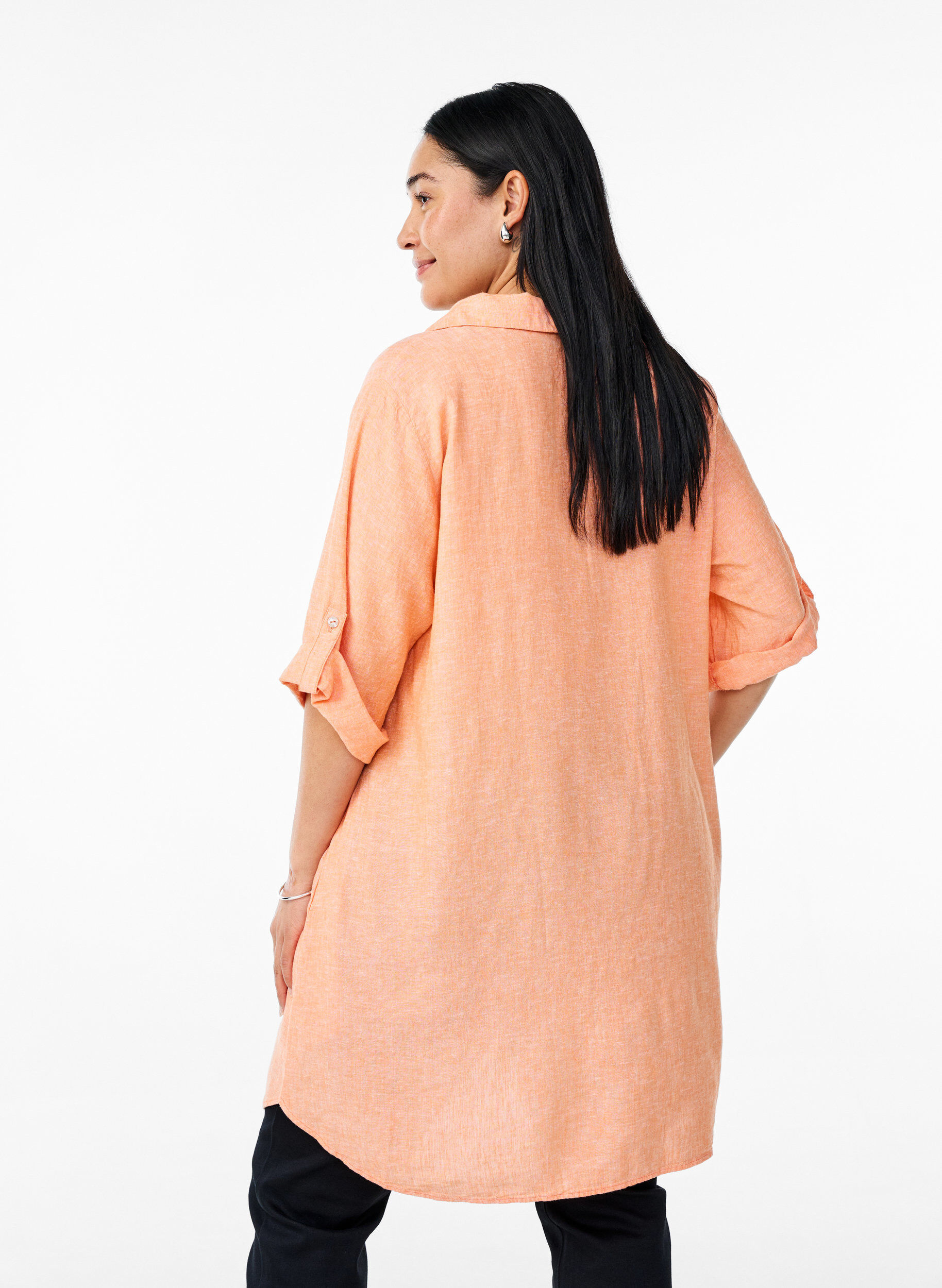 ZizziTunika aus Leinen und Viskose mit A-Linie, Orange, Model image number 2