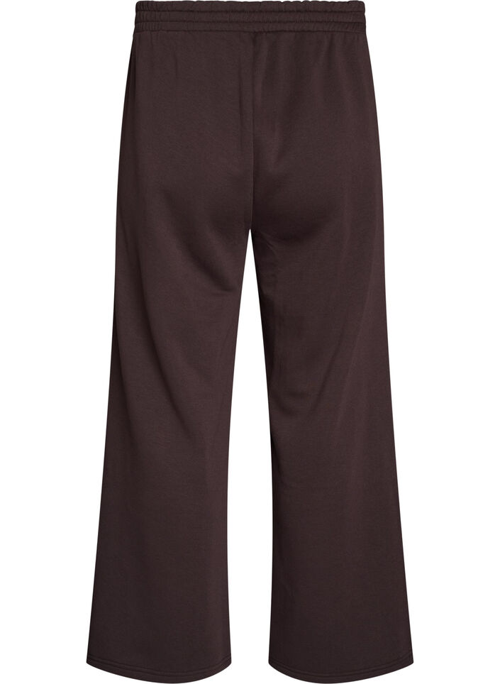 Hoch taillierte Sweatpants mit weitem Bein, Braun, Packshot image number 1