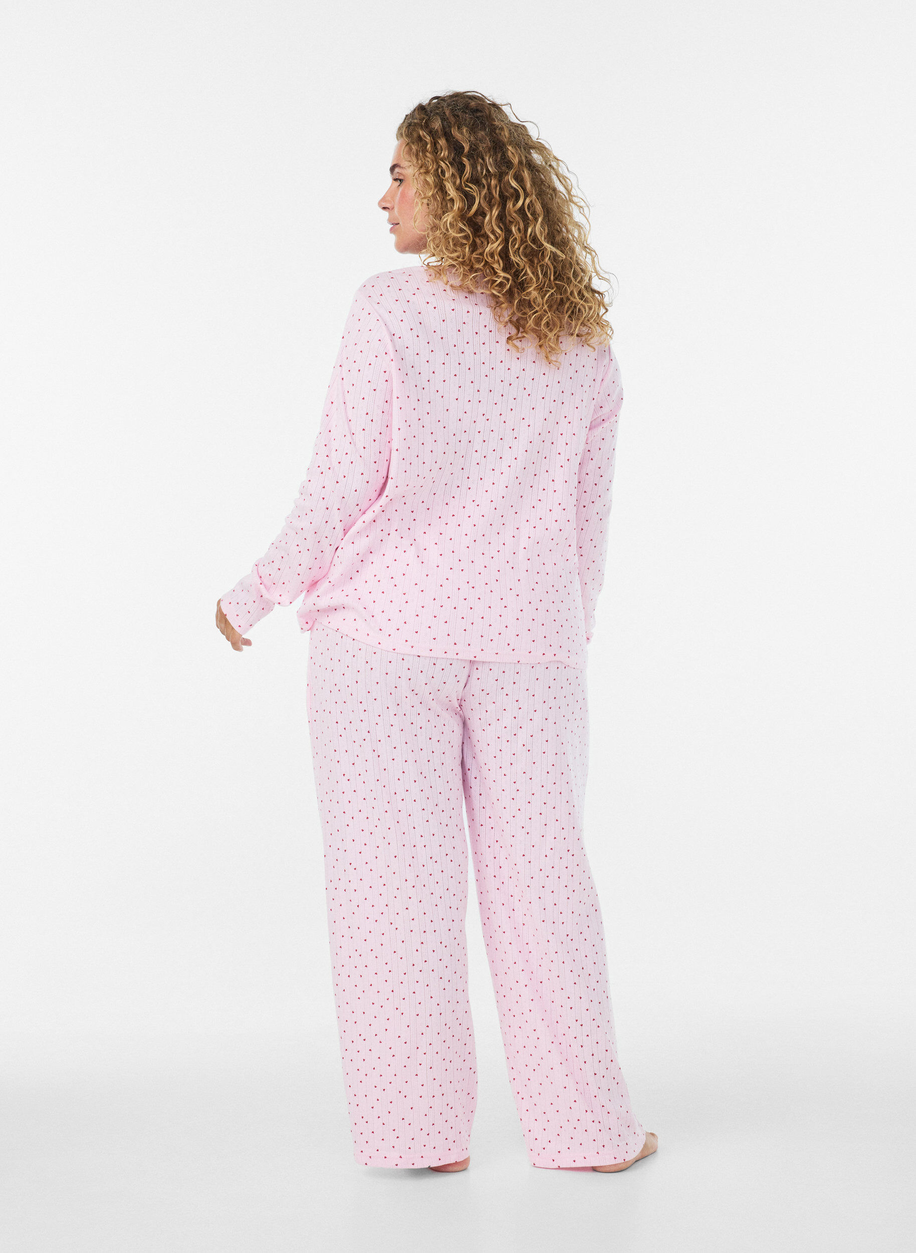ZizziPyjamahose aus Bio-Baumwolle mit Lochstickerei, Pink, Model image number 2