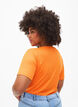 Eng anliegende Bluse mit V-Ausschnitt und Mesh-Detail, Vibrant Orange, Model image number 1