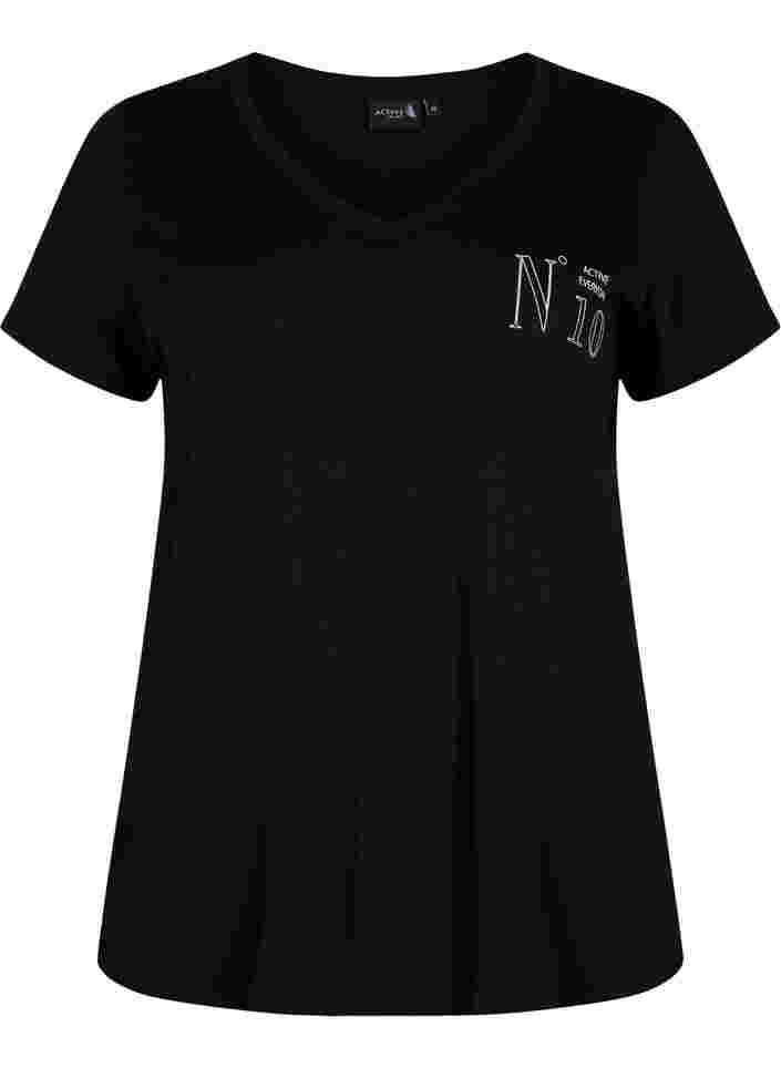 Trainings-T-Shirt aus Baumwolle mit Aufdruck, Black w. No. 10, Packshot image number 0