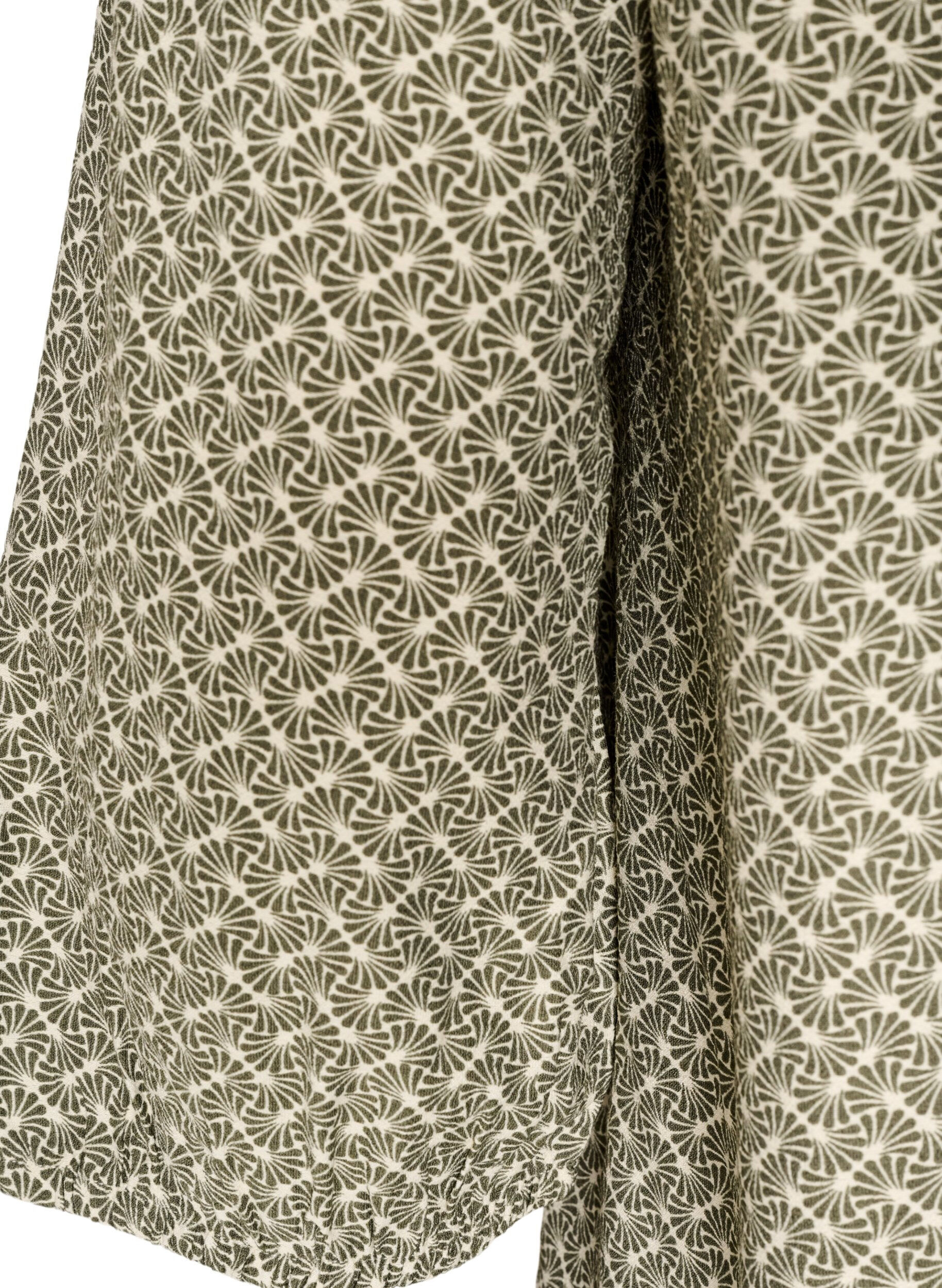 ZizziGemusterte Bluse aus Viskose mit 3/4-&Auml;rmeln, Gr&uuml;n, Packshot image number 3