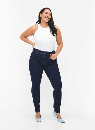 Amy Jeans mit hoher Taille und extra schlanker Passform, Dark blue, Model image number 0