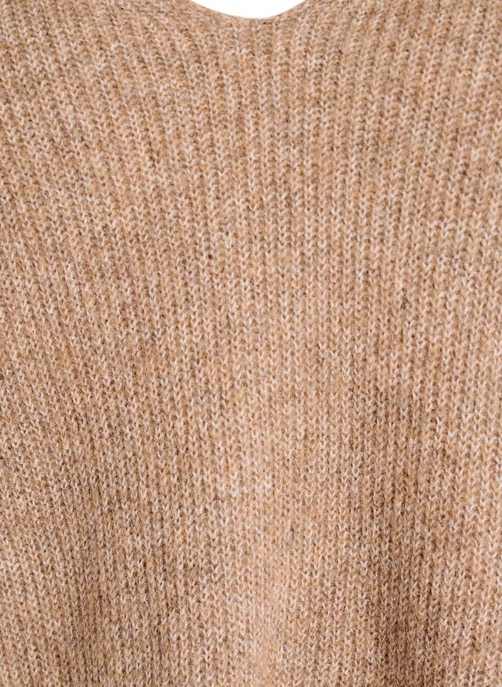 Strickbluse mit V-Ausschnitt und Raglanärmeln, Braun, Packshot image number 2