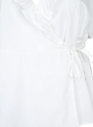  Kurzärmelige Bluse mit Rüschendetail, Bright White, Packshot image number 2