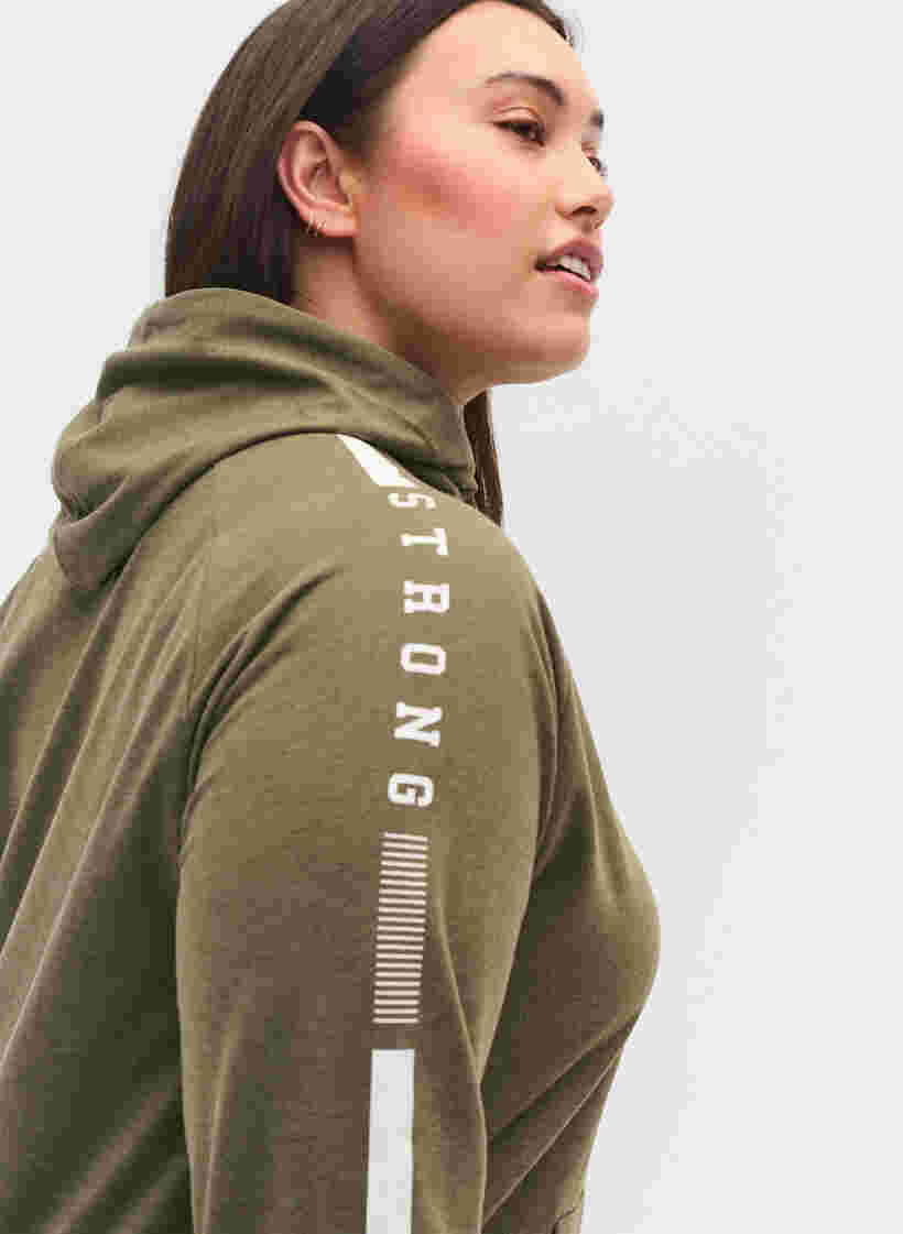 Sweatshirt mit Kapuze und Reißverschluss, Ivy Green Melange, Model image number 2